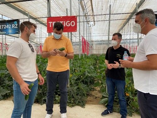 Juanjo García, de Rijk Zwaan, (izqda) junto a varios clientes