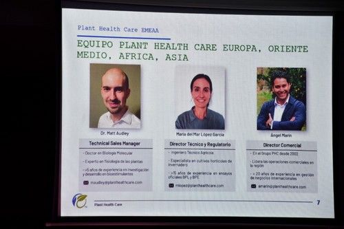 Equipo de Plant Health Care integrado por el doctor Matt Audley,technical Sales Manager; María del Mar López García, directora técnica y Ángel Martín, director comercial