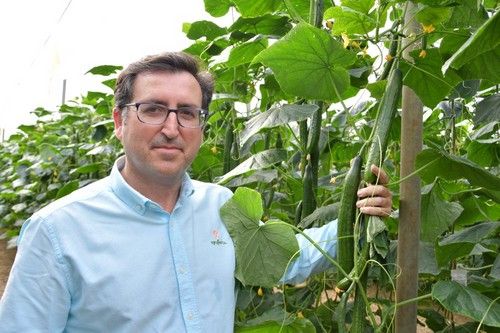 José María García, delegado comercial de Syngenta, posa con varias piezas de Viggo.