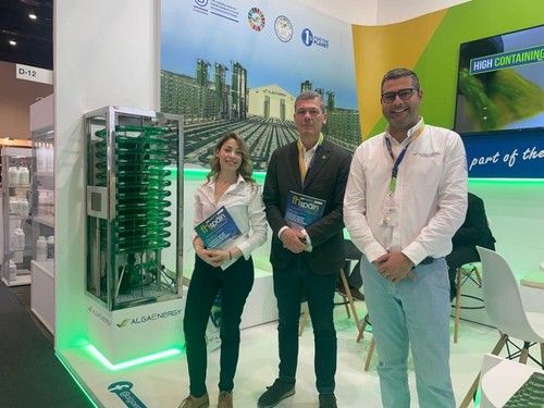 Ricardo Pinto, área manager de Portugal en Algaenergy, Giuseppe Castellani, Country lider Italia y Luz Rodríguez, Marketing agribusiness.