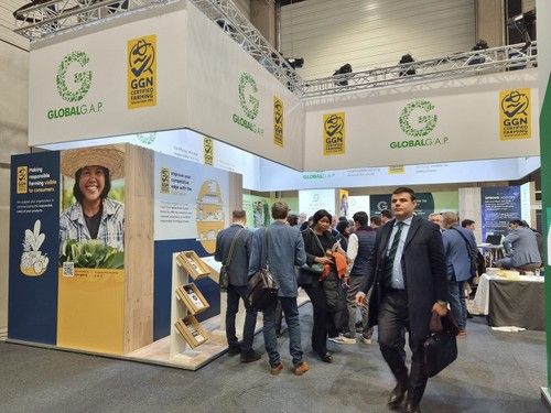 Expositor de GlobalG.A.P. en el hall 27 de Messe Berlin.