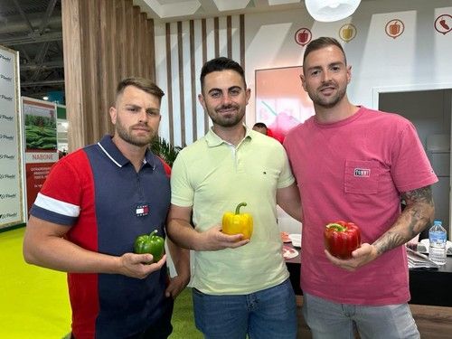 Serafín Criado, Cristian Díaz y Juan José Fernandez, agricultores ejidenses en Infoagro Exhibition.