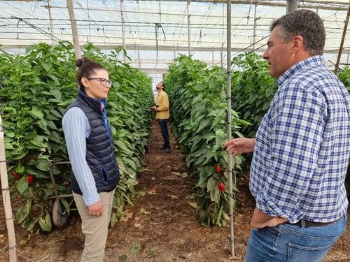 Ginés Gómez resolviendo dudas a los agricultores y técnicos asistentes