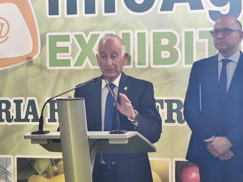 Gabriel Amat, alcalde de Roquetas de Mar en su discurso inaugural de Infoagro.