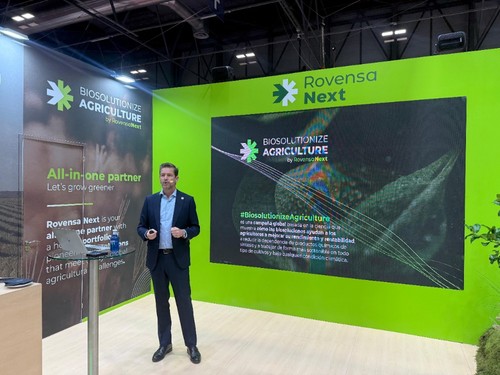 Javier Calleja, CEO de Rovensa Next, durante su exposición “Biosolutionize Agriculture” en el pabellón 9.