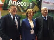 Ximo Puig, presidente de la Comunidad Valenciana, Mari Carmen Ortiz, consejera de Agricultura de Andalucía, y Juan Antonio Planelles, director general de Agroiris