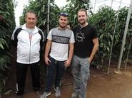 Dos agricultores y un técnico en una de las tres fincas de Enol F1.