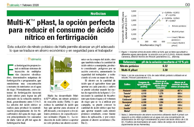 Multi-K™ pHast, la opción perfecta para reducir el consumo de ácido nítrico en fertirrigación