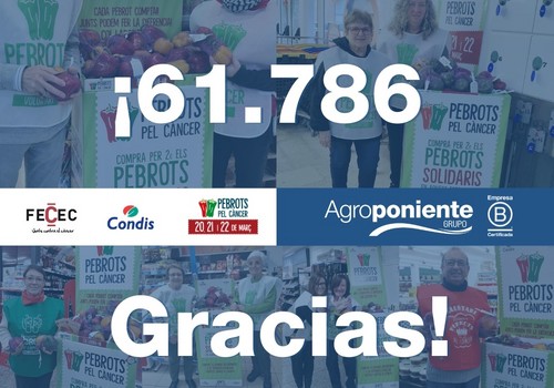 Agroponiente participa una vez más en la campaña ‘Pimientos Contra el Cáncer’ de Condis, que recauda 61.786 euros para la Federación Catalana Contra el Cáncer