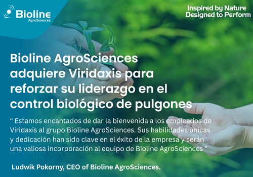 Bioline AgroSciences adquiere Viridaxis para reforzar su liderazgo en el control biológico de pulgones
