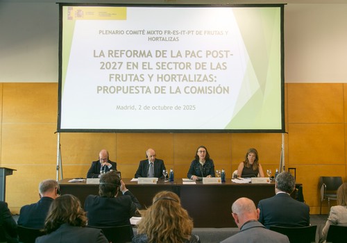 El comité mixto de frutas y hortalizas España-Francia-Italia-Portugal se reúne en Madrid para analizar la situación de los diferentes subsectores y las propuestas de la próxima PAC 2028–2034