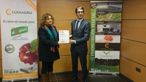 Codiagro recibe el diploma que le distingue como Empresa Innovadora de Base Tecnológica