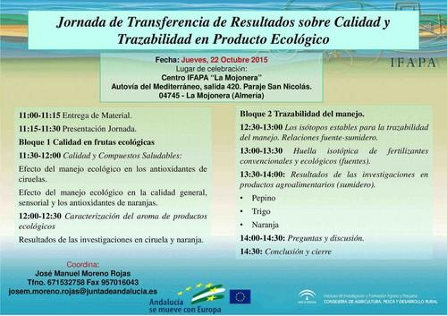 Ifapa organiza una jornada sobre trazabilidad y calidad de los productos ecológicos