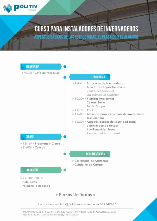 Politiv Europa prepara un curso para conocer los aspectos básicos de estructuras, plásticos, alambres y riesgos laborales.
