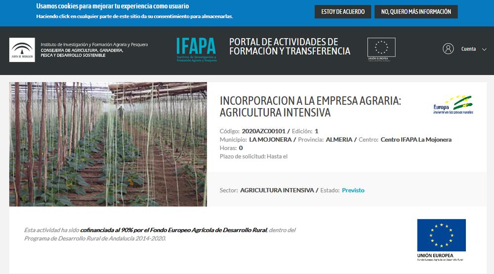 IFAPA La Mojonera prepara el curso 'Incorporación a la empresa agraria: agricultura intensiva'