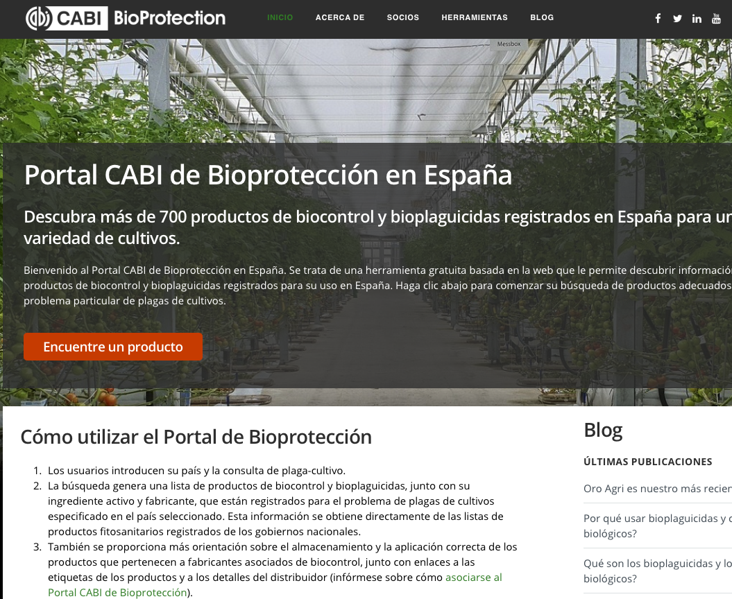 El portal web de bioprotección de cultivos CABI llega a España