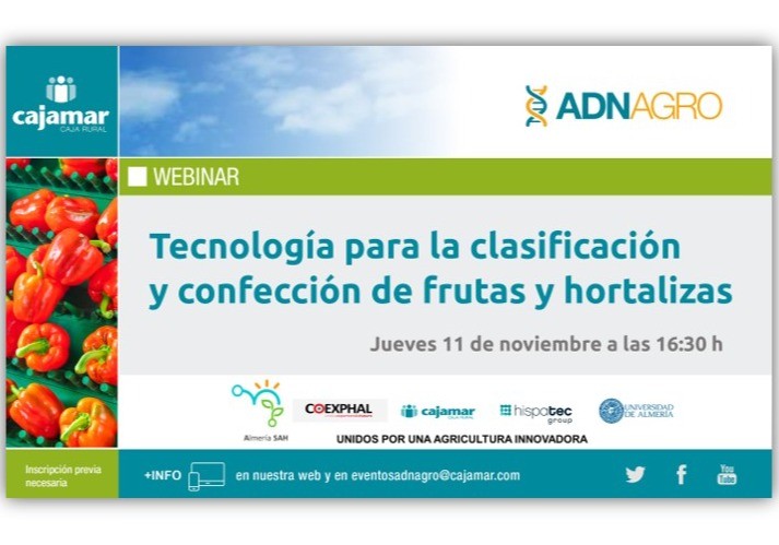 Webinar sobre la 'Tecnología para la clasificación y confección de frutas y hortalizas’ el 11 de noviembre