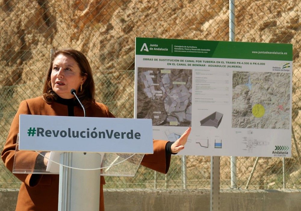 Carmen Crespo inaugura las obras del Canal de Benínar-Aguadulce que garantizan el agua para los agricultores del Poniente almeriense
